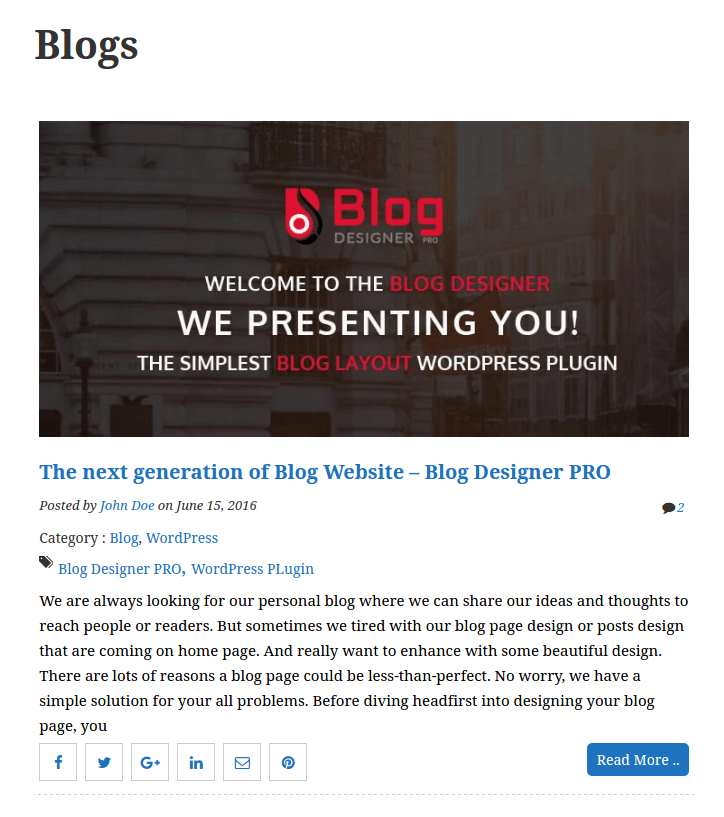 Blog Designer Plugin WordPress