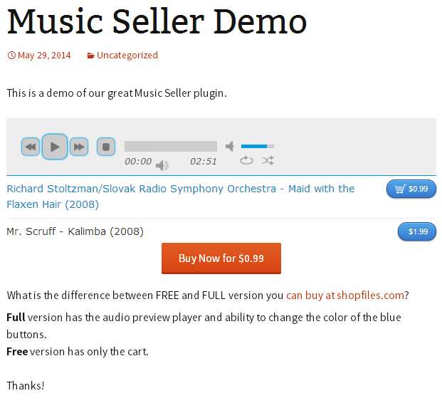 Music Seller Plugin WordPress