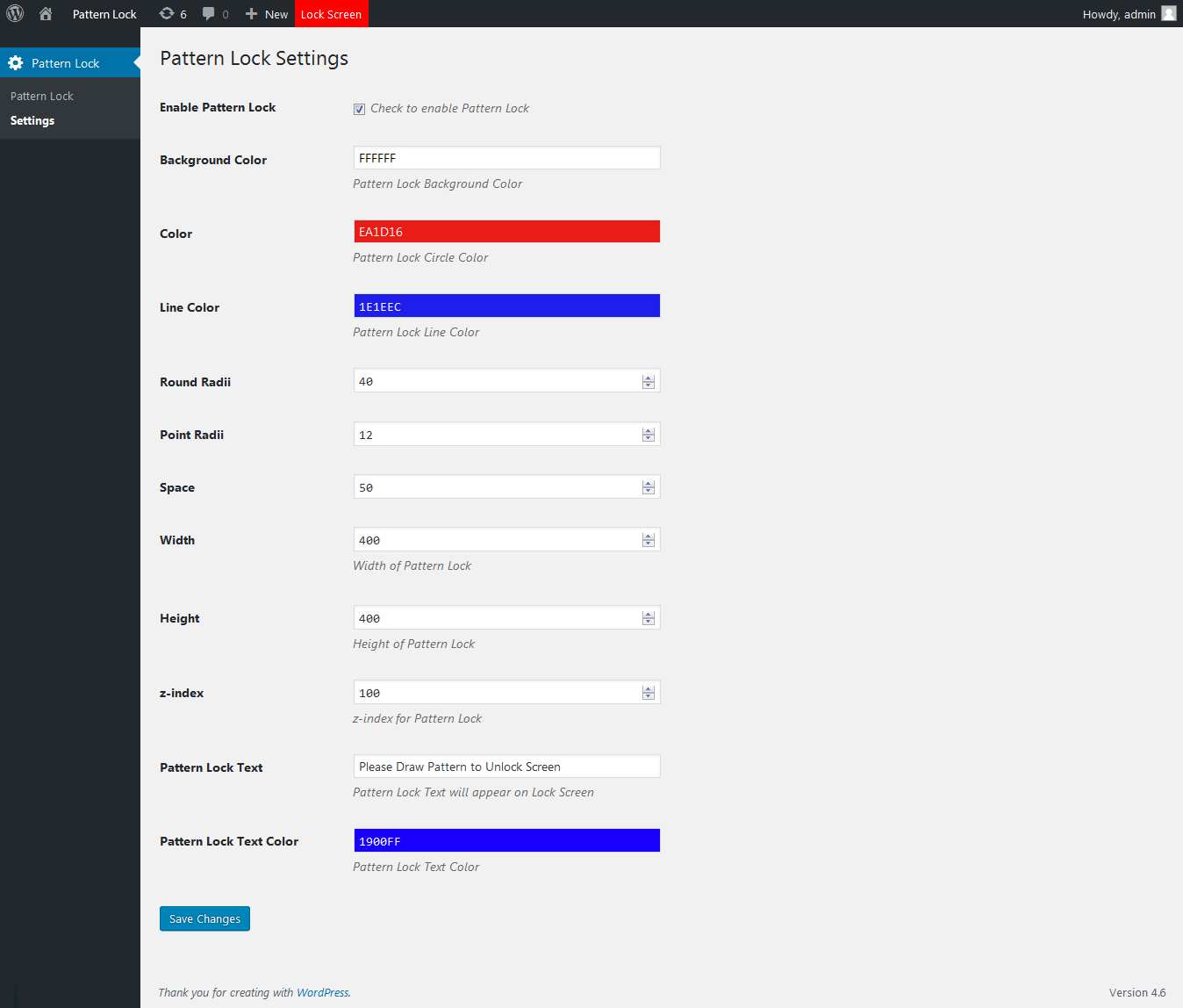 Pattern Lock Plugin WordPress