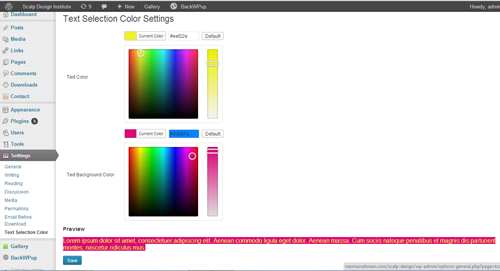 Text Selection Color Plugin WordPress