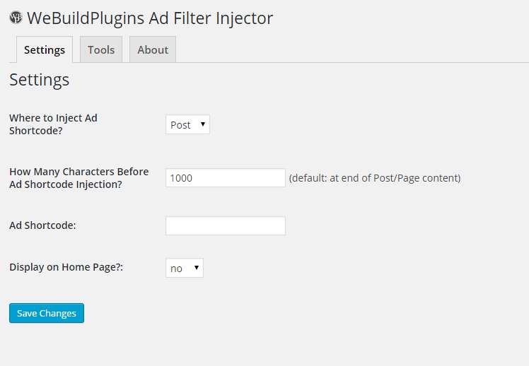 WBP Ad Filter Injector Plugin WordPress