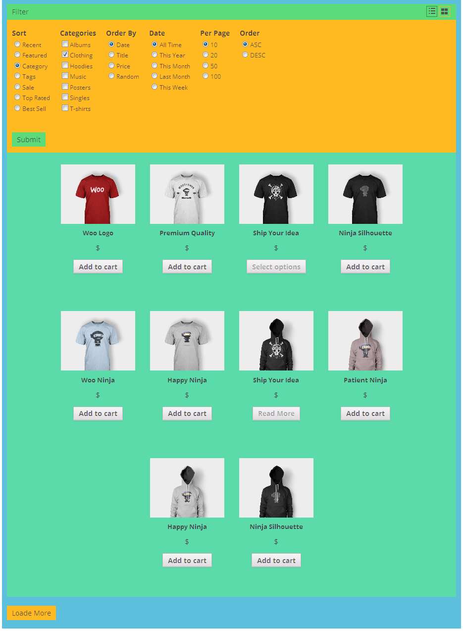 WooCommerce Product Filter Grid Plugin WordPress