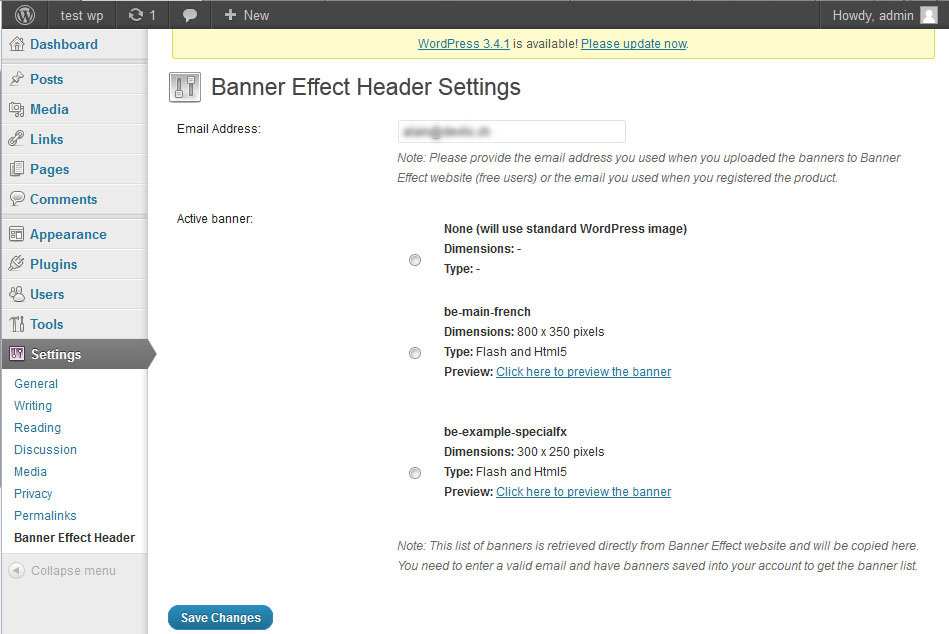 Banner Effect Header Plugin WordPress