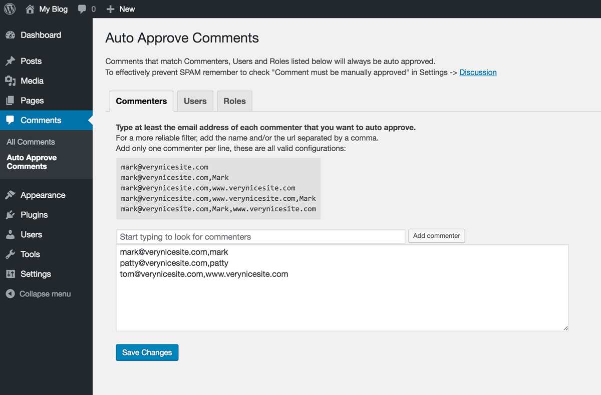 Auto Approve Comments Plugin WordPress