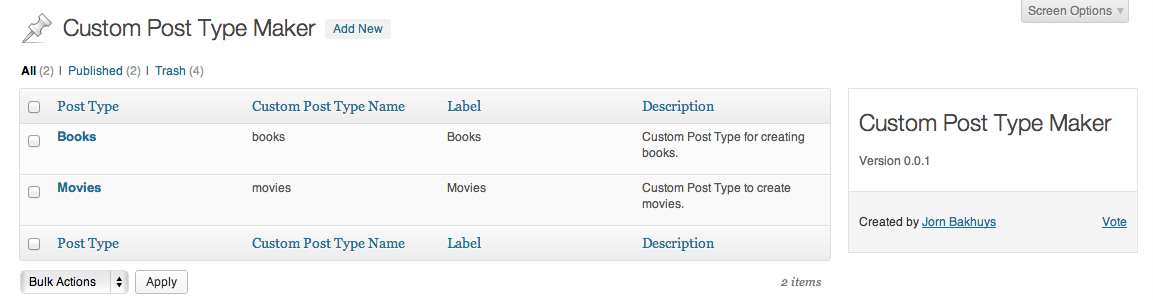 Custom Post Type Maker Plugin WordPress